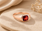 Red Stone Pinky Signet Ring – 7mm in solid gold, view 2