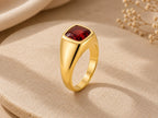 Red Stone Pinky Signet Ring – 7mm in solid gold, view 6
