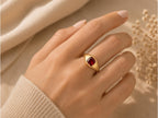 Red Stone Pinky Signet Ring – 7mm in solid gold, view 10