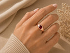 Red Stone Pinky Signet Ring – 7mm in solid gold, view 9