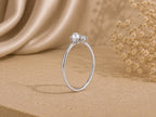 Pearl and Lab-Grown Diamond Ring – Dainty 1mm Band in solid gold, view 5