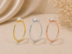 Pearl and Lab-Grown Diamond Ring – Dainty 1mm Band in solid gold, view 7