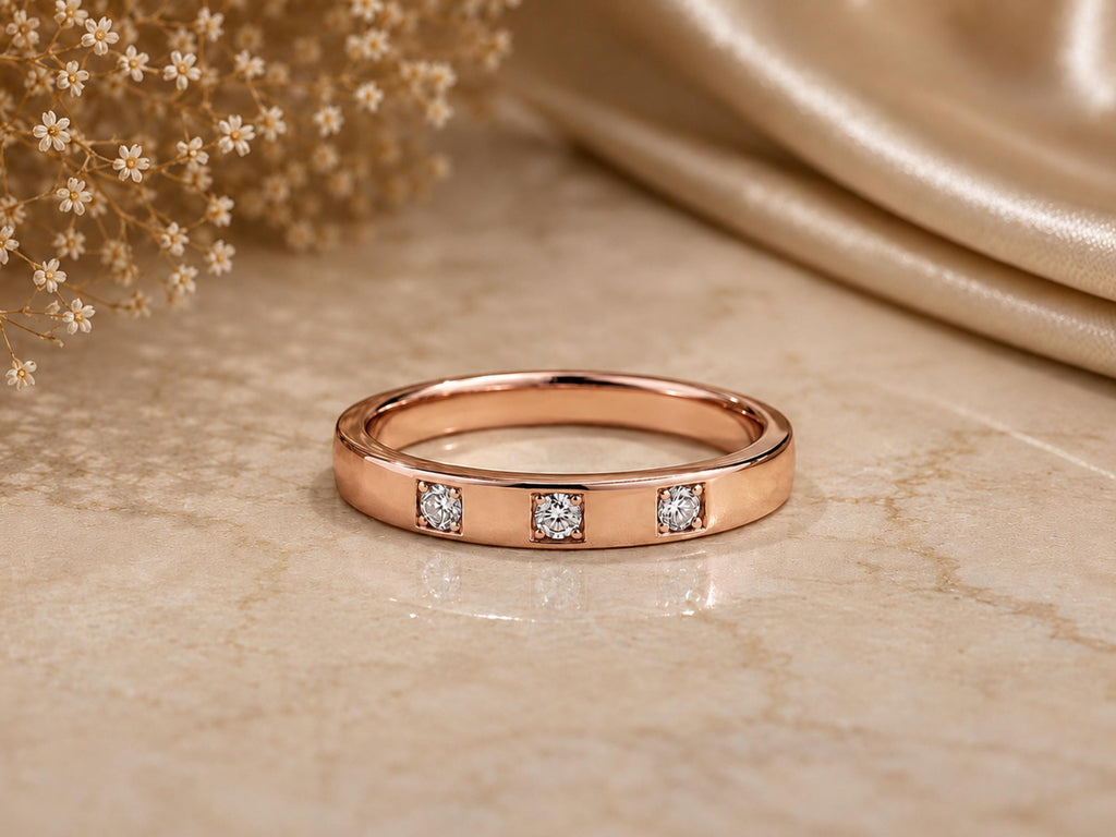 Three Stone Lab-Grown Diamond Band – 2.8mm in solid gold, view 3