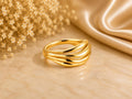 Ripple Wave Statement Ring – 10.6mm in solid gold