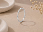 Gold Beaded Stacking Ring – Dainty Band in solid gold, view 5
