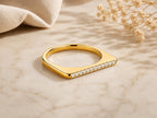 Pavé Lab-Grown Diamond Bar Ring – 1.5mm in solid gold