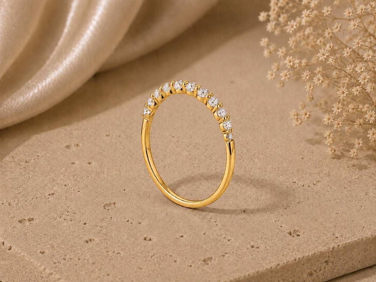Lab-Grown Diamond Half Eternity Band – 2.3mm in solid gold, view 6