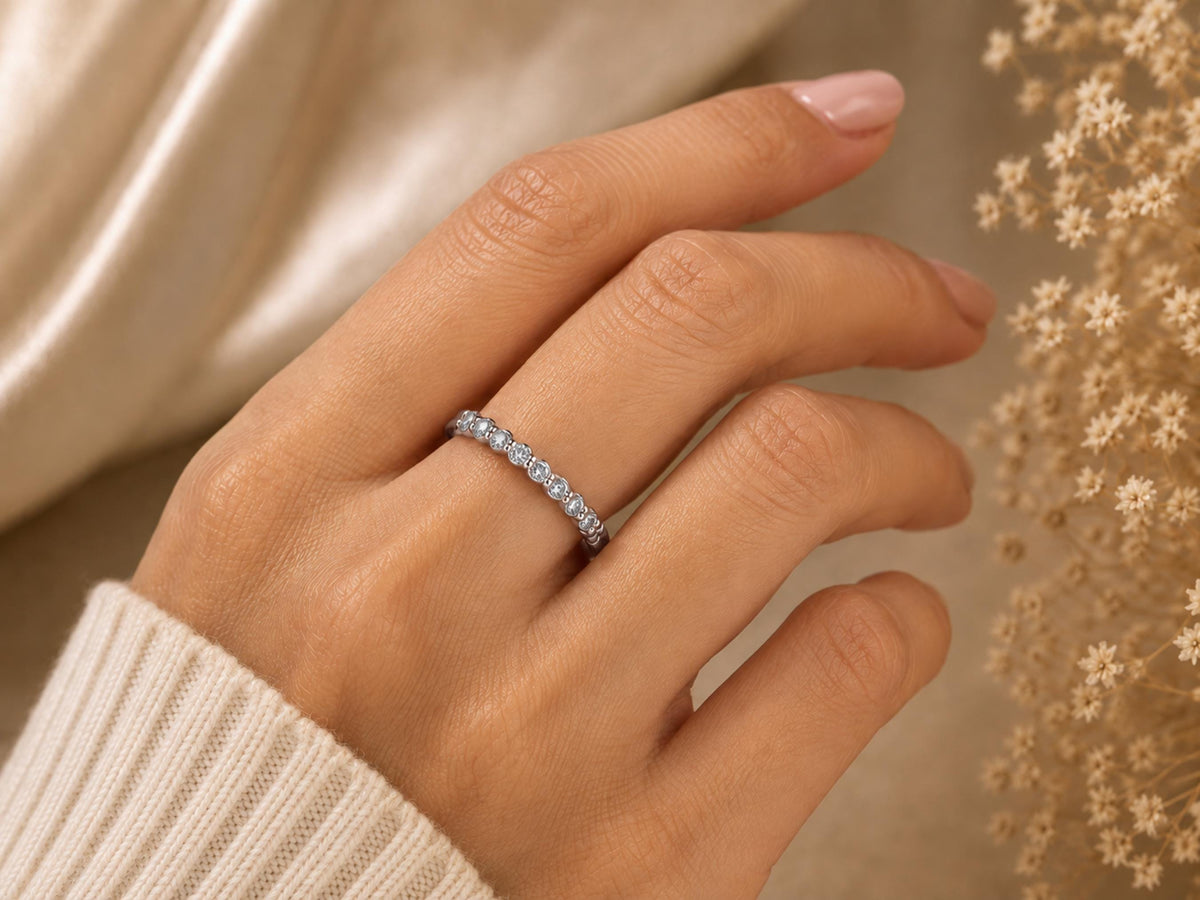 Lab-Grown Diamond Half Eternity Band – 2.3mm in solid gold, view 9
