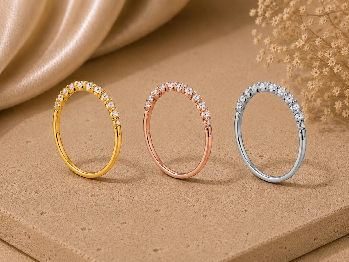 Lab-Grown Diamond Half Eternity Band – 2.3mm in solid gold, view 7