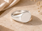 Bold Round Signet Ring – 13mm Top in solid gold, view 2