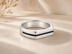 Black Stripe Flat Top Band – 6mm in solid gold, view 3