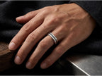 Black Stripe Flat Top Band – 6mm in solid gold, view 5