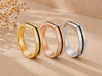 Black Stripe Flat Top Band – 6mm in solid gold, view 4