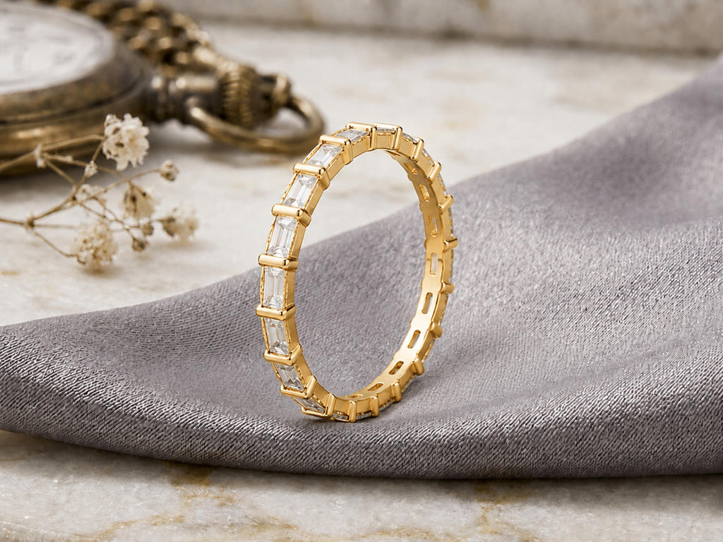 Baguette Lab-Grown Diamond Eternity Ring – 1.95mm in solid gold, view 4