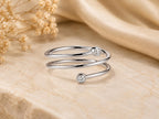 Lab-Grown Diamond Spiral Coil Ring – 9.8mm in solid gold, view 2