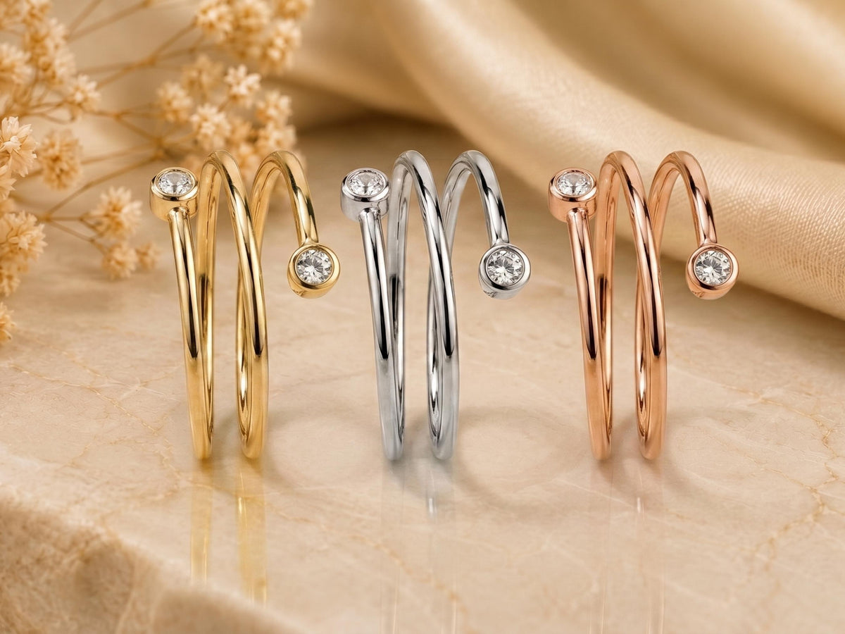 Lab-Grown Diamond Spiral Coil Ring – 9.8mm in solid gold, view 6