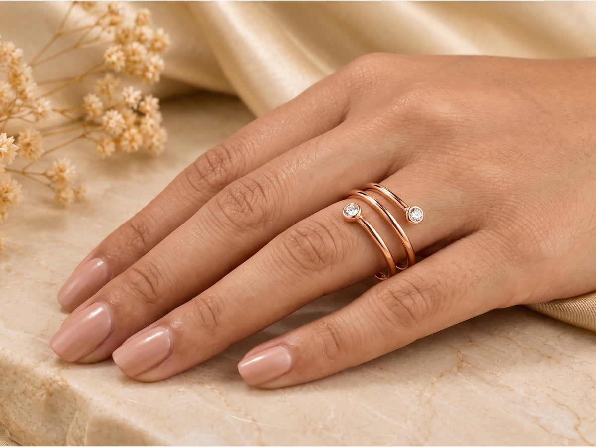Lab-Grown Diamond Spiral Coil Ring – 9.8mm in solid gold, view 7