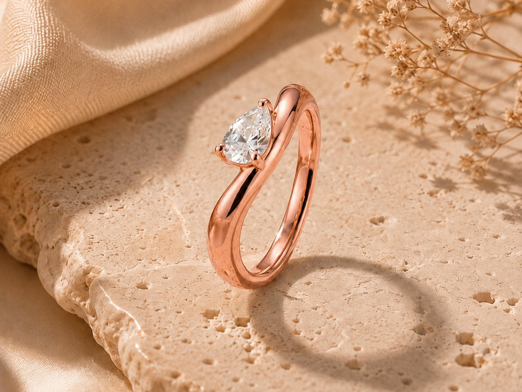 Wave Pear Lab-Grown Diamond Ring – 3.4mm in solid gold, view 6