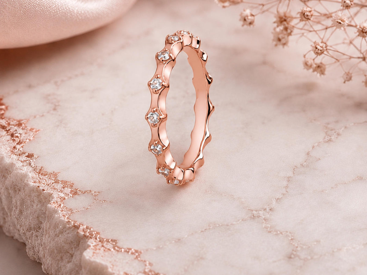 Scalloped Crown Stacking Ring – 2.8mm in solid gold, view 6