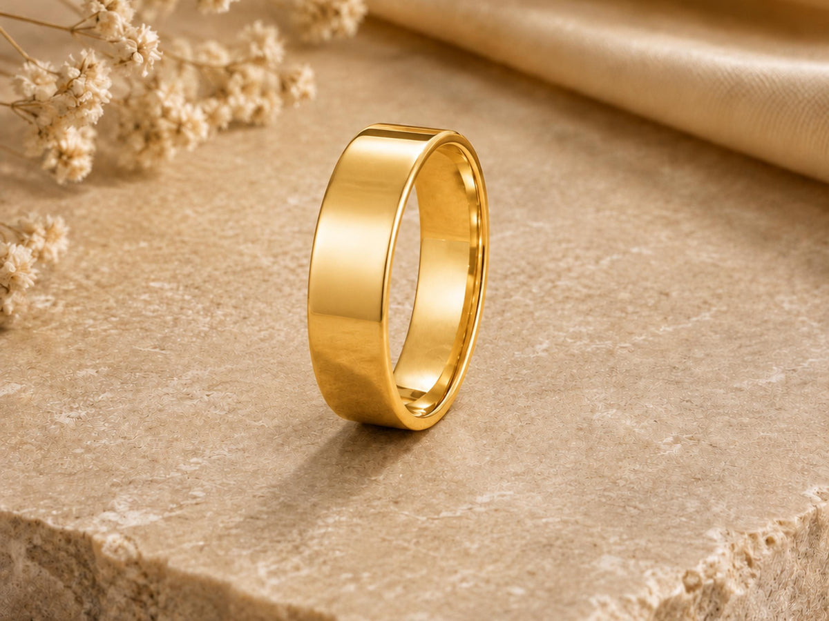 Plain Wide Gold Band – 5.8mm in solid gold, view 5