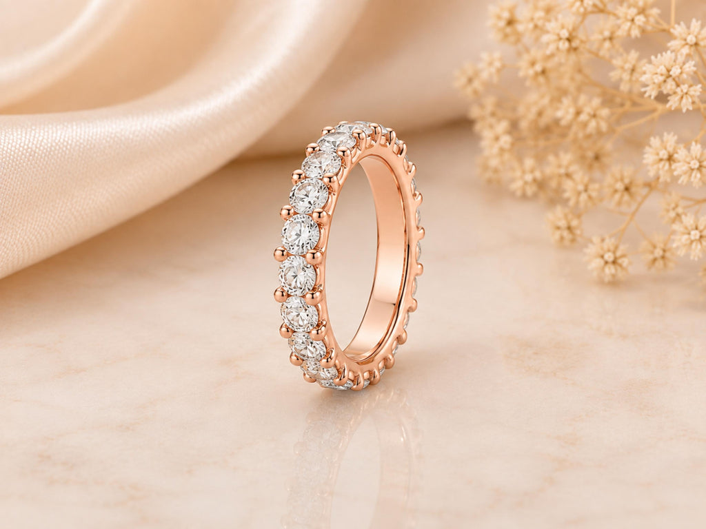 Lab-Grown White Sapphire Eternity Ring – 3.1mm in solid gold, view 7