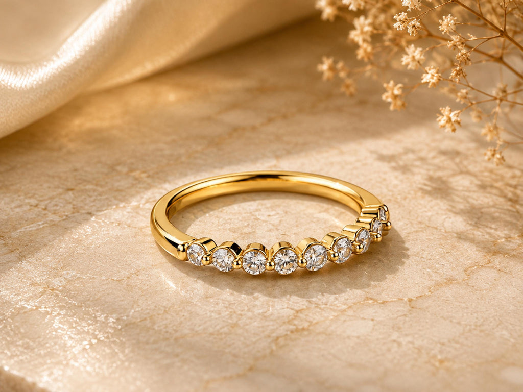 Lab-Grown White Sapphire Half Eternity Ring – 2.5mm in solid gold