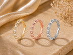 White Enamel Scalloped Stacking Ring – 3.3mm in solid gold, view 7