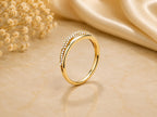 Pavé Lab-Grown Diamond Crossover Ring – 5.5mm in solid gold, view 4