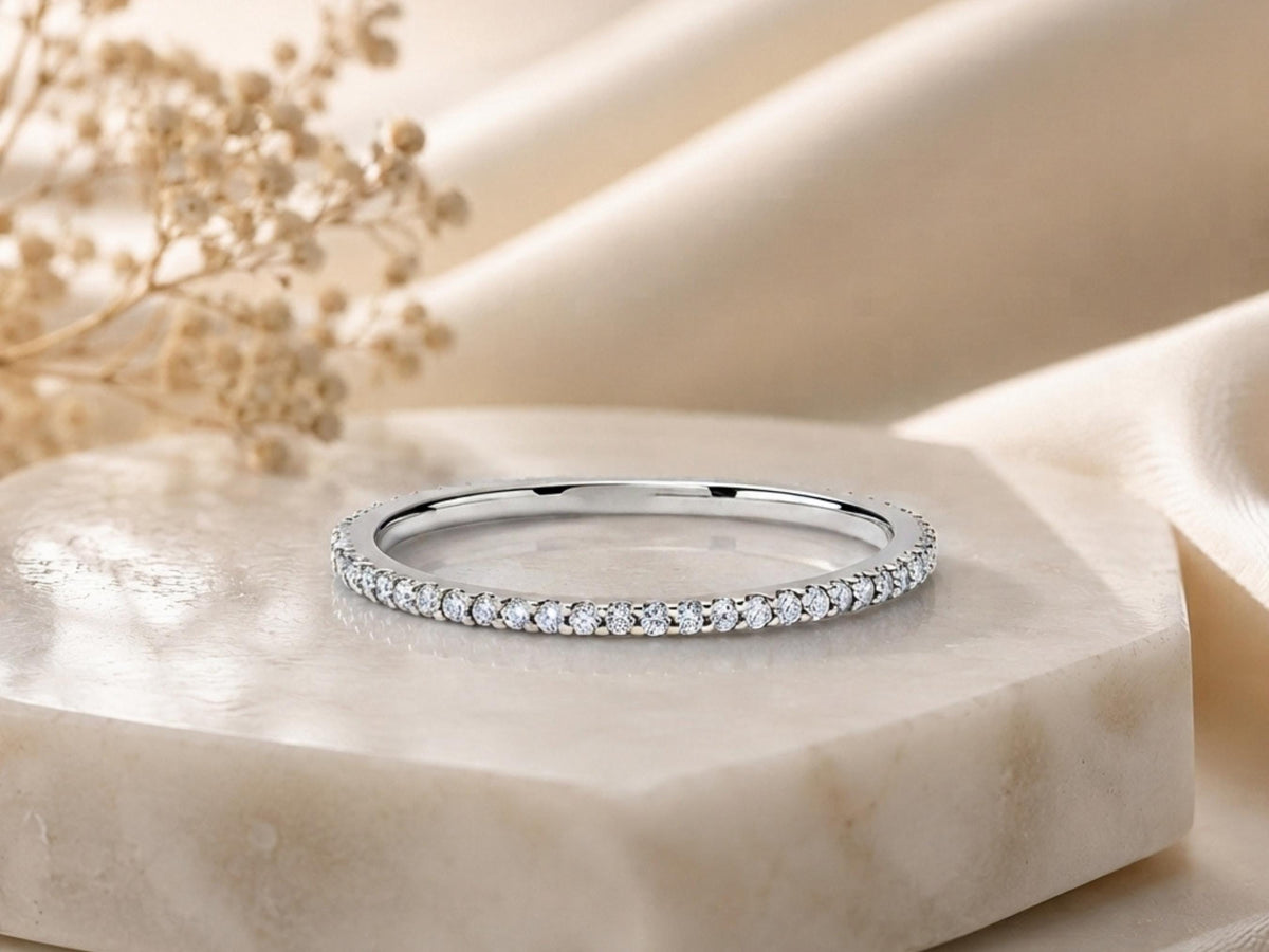 Dainty Lab-Grown Diamond Eternity Band – 1.1mm in solid gold, view 2