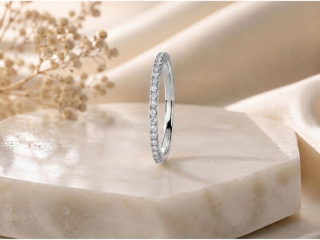 Dainty Lab-Grown Diamond Eternity Band – 1.1mm in solid gold, view 5