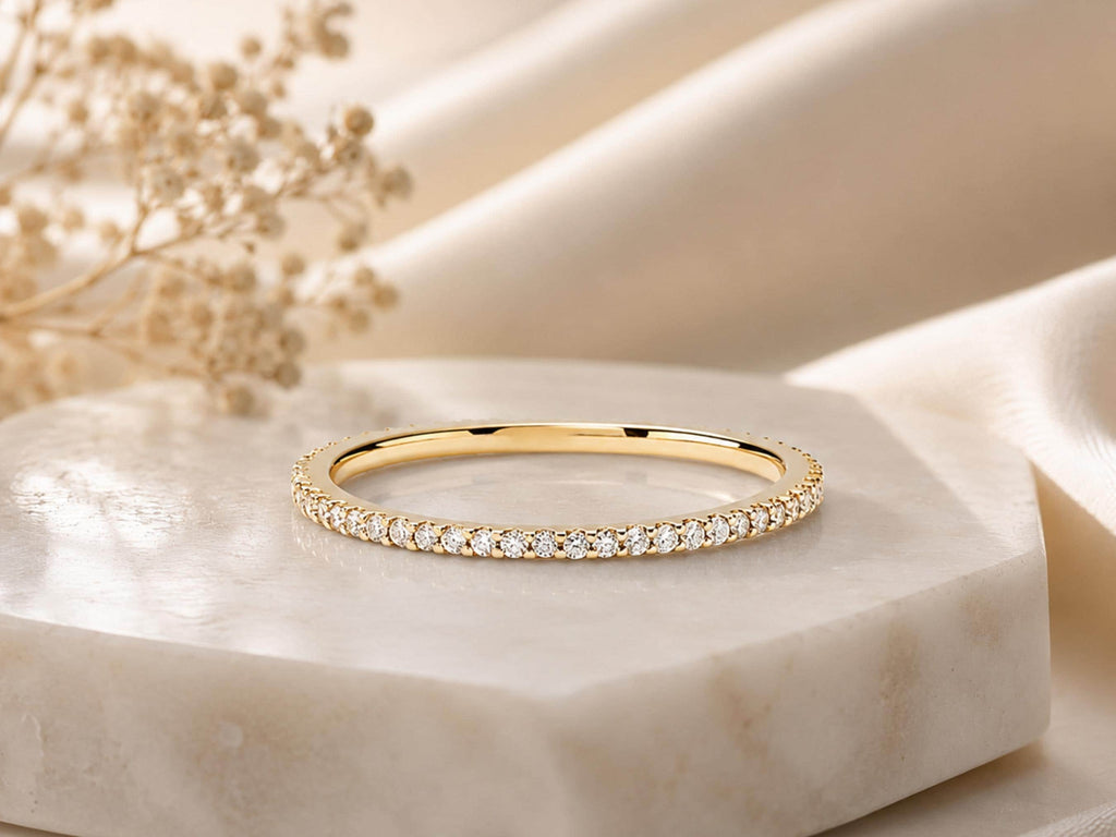 Dainty Lab-Grown Diamond Eternity Band – 1.1mm in solid gold