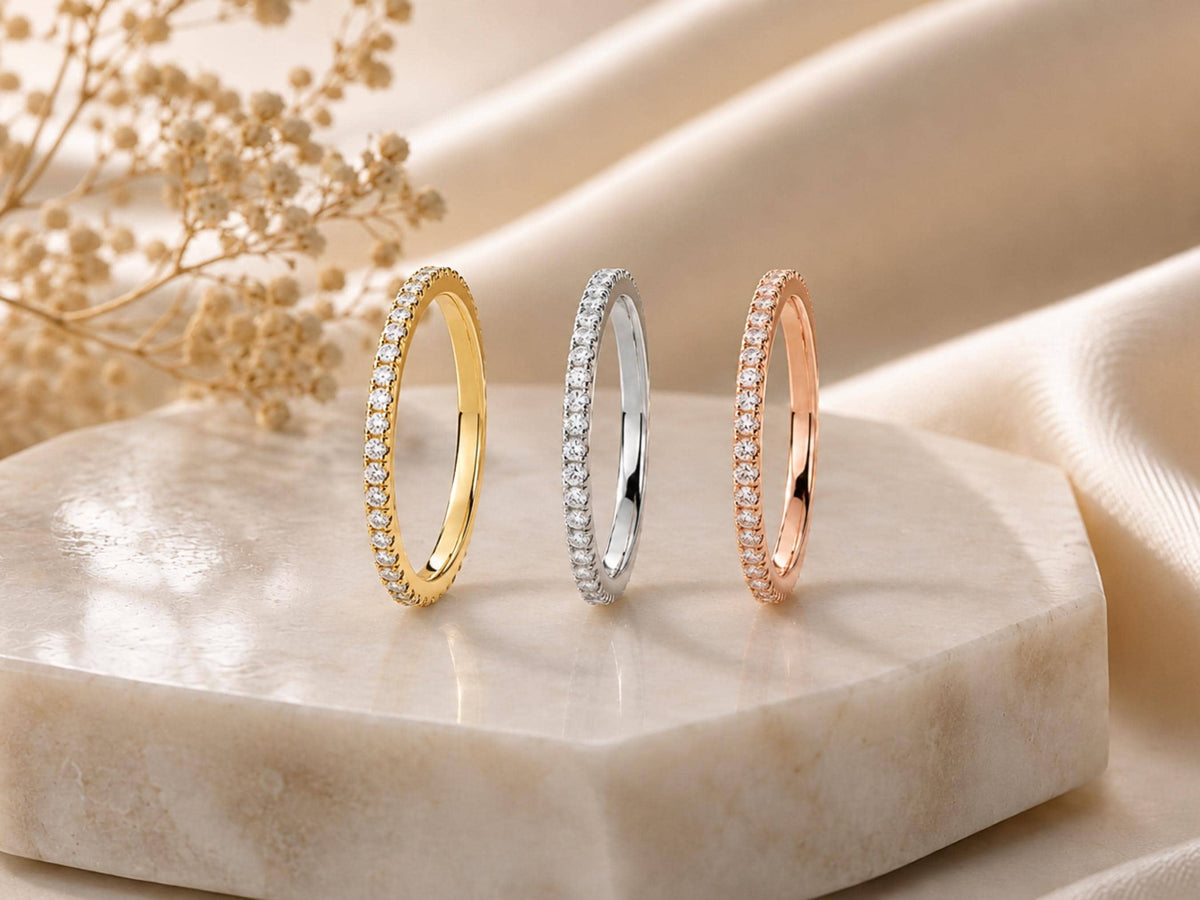 Dainty Lab-Grown Diamond Eternity Band – 1.1mm in solid gold, view 7