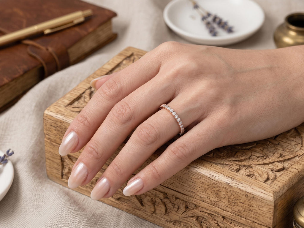 Slim Lab-Grown Diamond Eternity Band – 1.5mm in solid gold, view 8