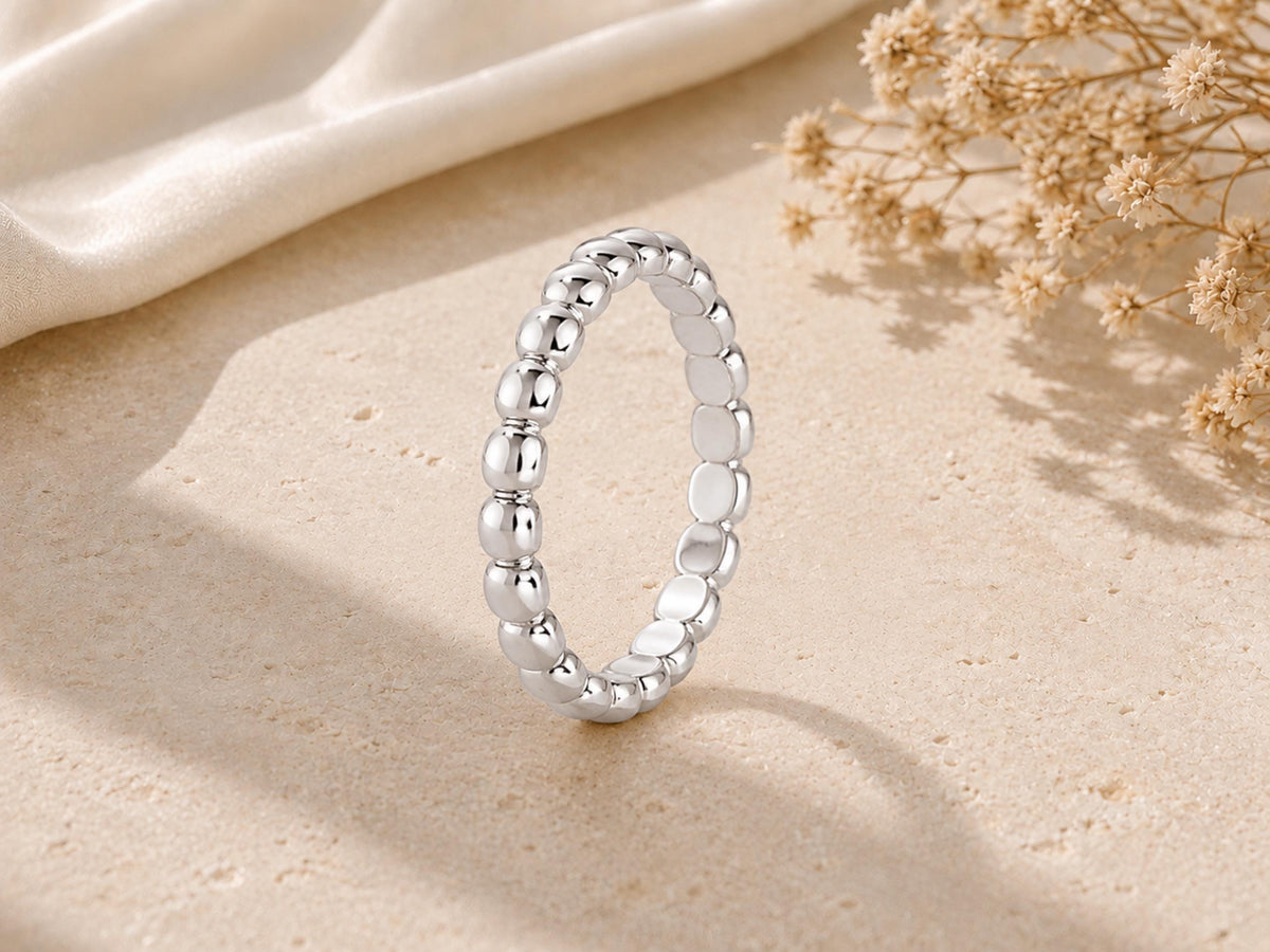 Gold Bead Ring – 3mm in solid gold, view 6