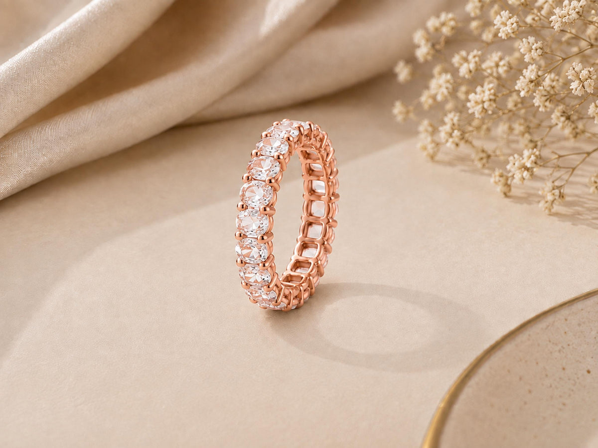 Oval Lab-Grown Diamond Eternity Ring – 2.5mm in solid gold, view 6