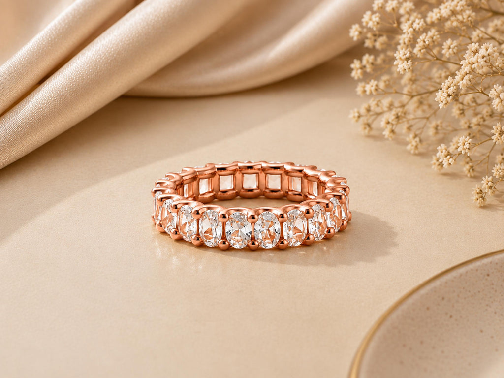 Oval Lab-Grown Diamond Eternity Ring – 2.5mm in solid gold, view 3