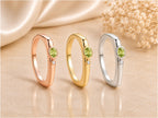 Green Stone Bar Ring – 1.5mm in solid gold, view 7