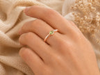 Green Stone Bar Ring – 1.5mm in solid gold, view 10