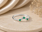 Emerald and Lab-Grown Diamond Wishbone Ring – 1mm in solid gold, view 3