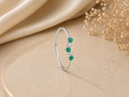 Emerald and Lab-Grown Diamond Wishbone Ring – 1mm in solid gold, view 5