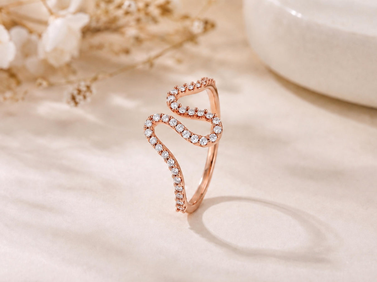Pavé Lab-Grown Diamond Swirl Ring – 9.3mm in solid gold, view 4