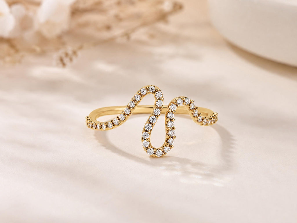 Pavé Lab-Grown Diamond Swirl Ring – 9.3mm in solid gold