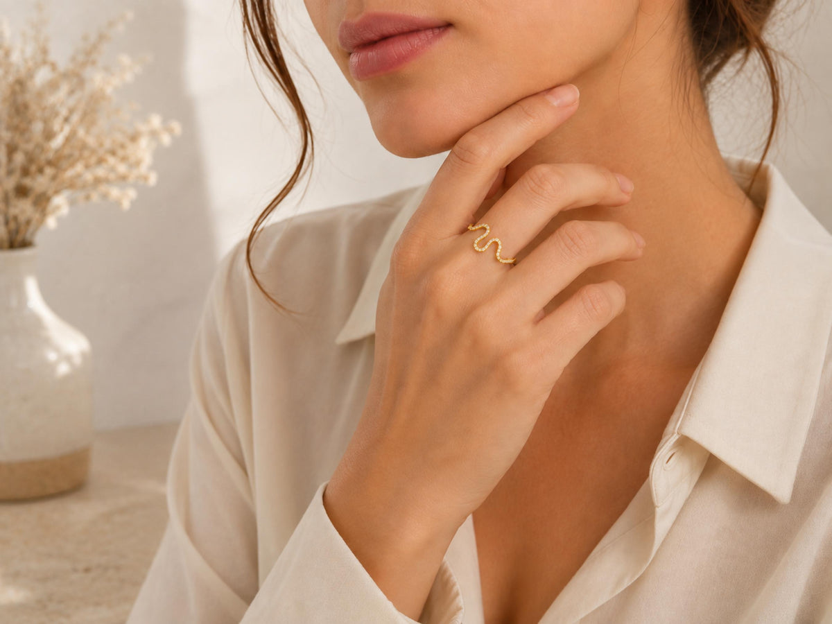 Pavé Lab-Grown Diamond Swirl Ring – 9.3mm in solid gold, view 8