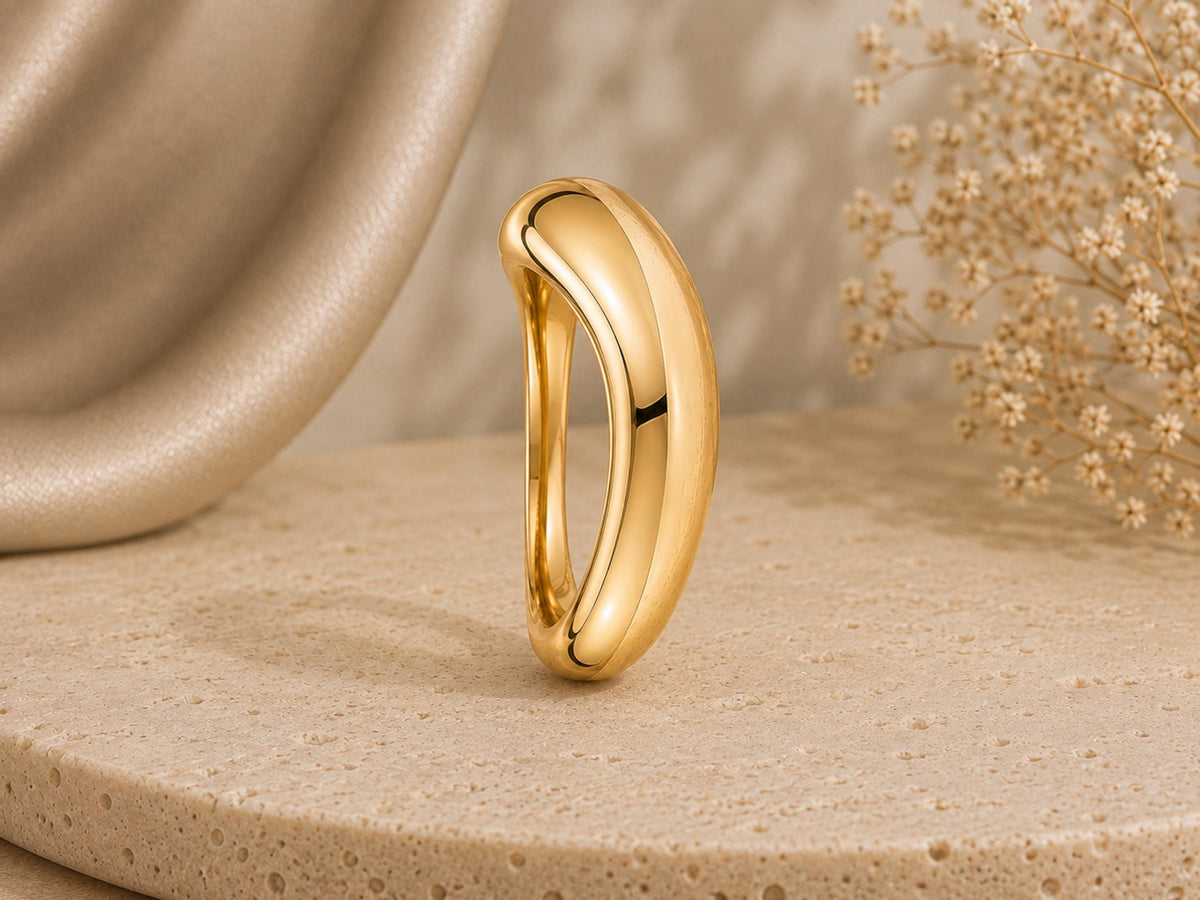 Organic Chunky Dome Ring – 5.8mm in solid gold, view 5