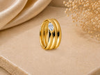 Triple Coil Marquise Stone Ring – 9.7mm in solid gold, view 10