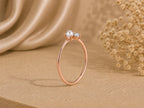 Pearl and Lab-Grown Diamond Ring – Dainty 1mm Band in solid gold, view 6