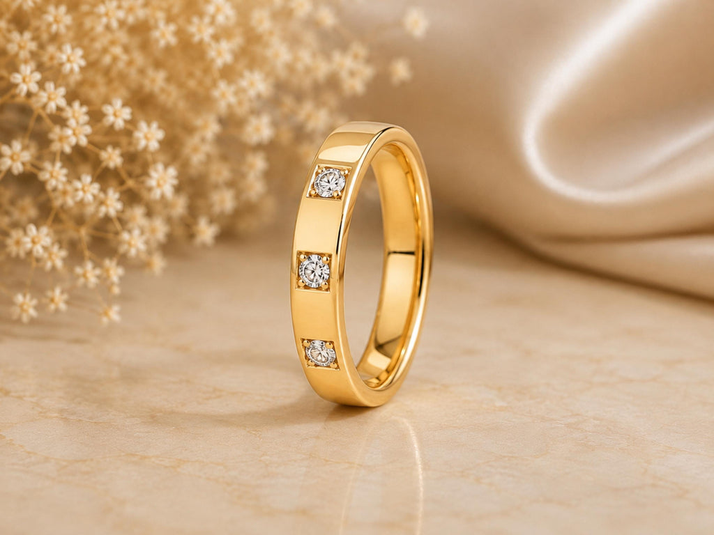 Three Stone Lab-Grown Diamond Band – 2.8mm in solid gold, view 4