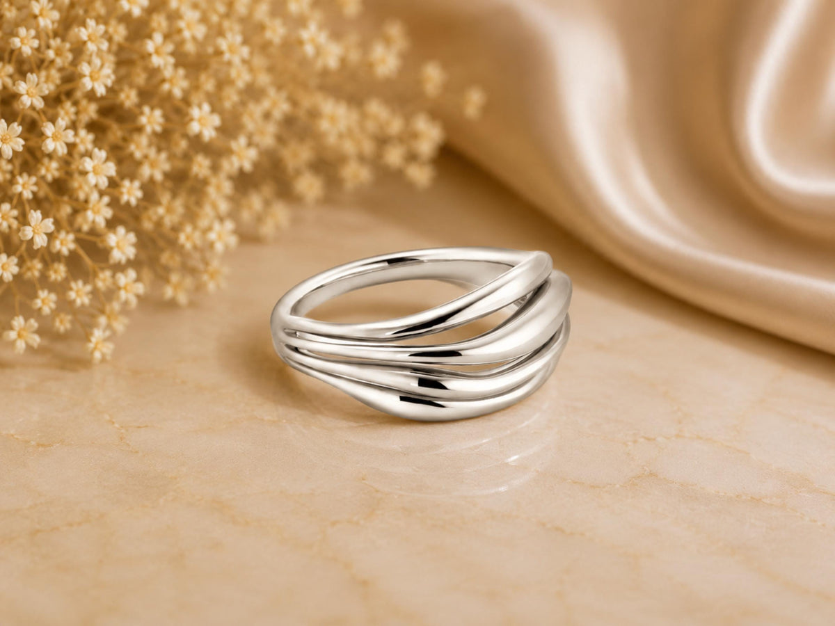 Ripple Wave Statement Ring – 10.6mm in solid gold, view 3