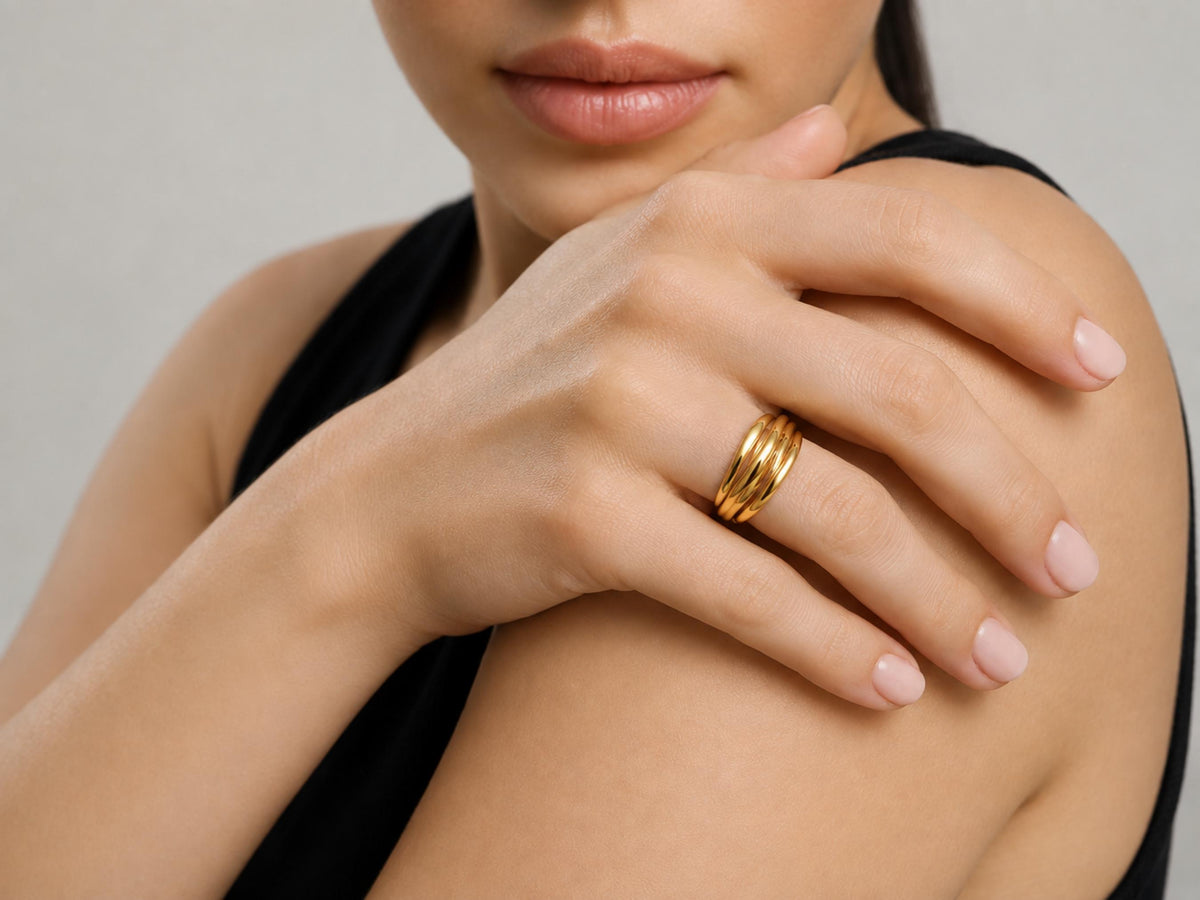 Ripple Wave Statement Ring – 10.6mm in solid gold, view 9