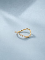 Pavé Lab-Grown Diamond Wave Ring – 1.5mm Curved Band in solid gold, view 5